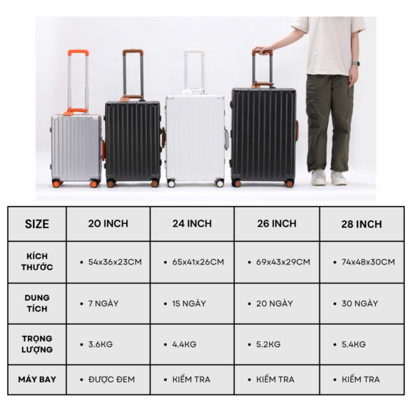 Airway Luggage Khung Nhôm PC Có Khay Để Ly - AW012 - Hình ảnh 31