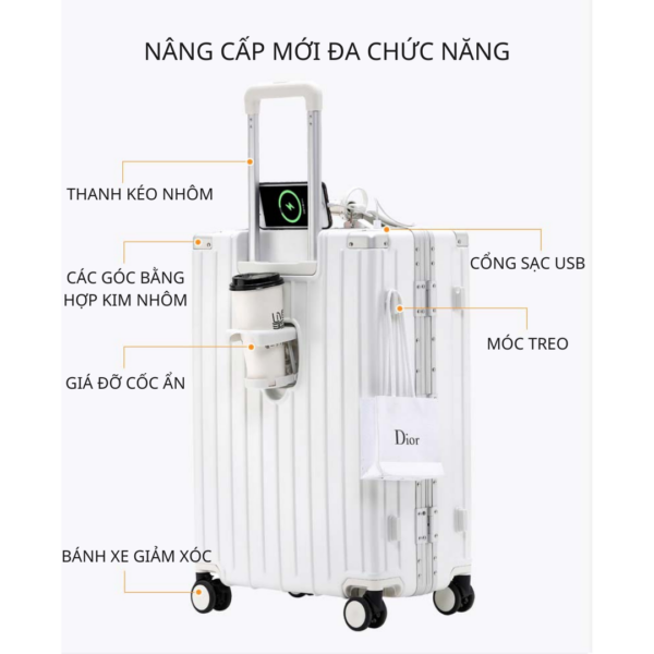 Airway Luggage Khung Nhôm PC Có Khay Để Ly - AW012 - Hình ảnh 12